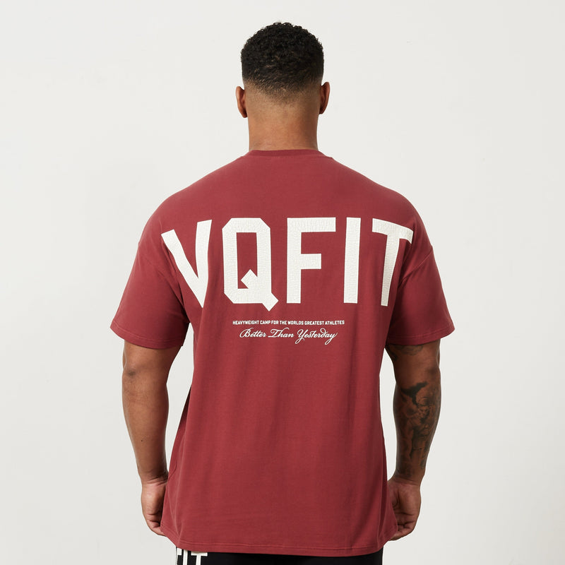 Vanquish VQFIT Distressed Print Brick Red Oversized T Shirt 1枚目の画像