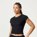 Vanquish Restore Black Ribbed Cap Sleeve T Shirt 1枚目の画像