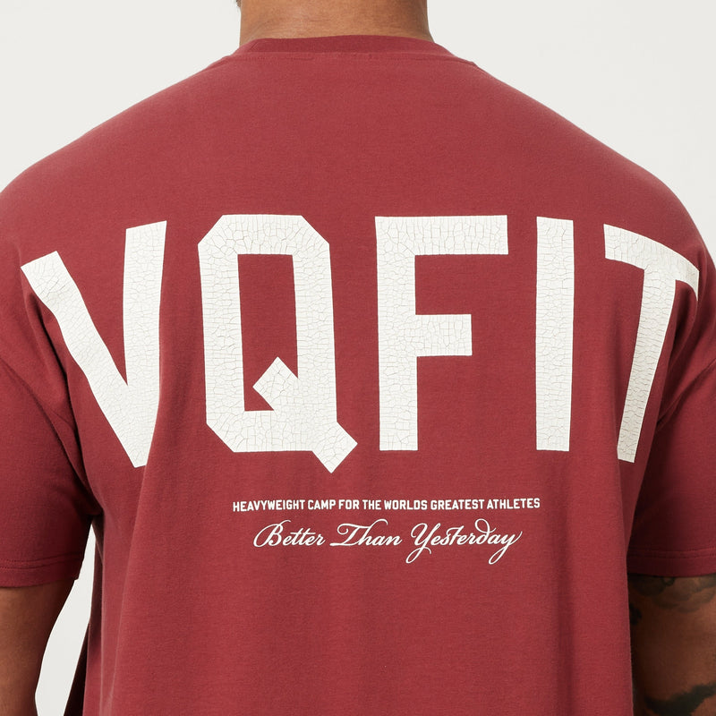 Vanquish VQFIT Distressed Print Brick Red Oversized T Shirt 4枚目の画像