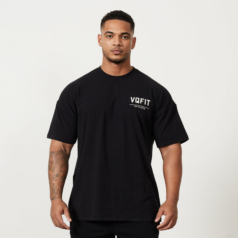 Vanquish VQFIT Distressed Print Black Oversized T Shirt 2枚目の画像