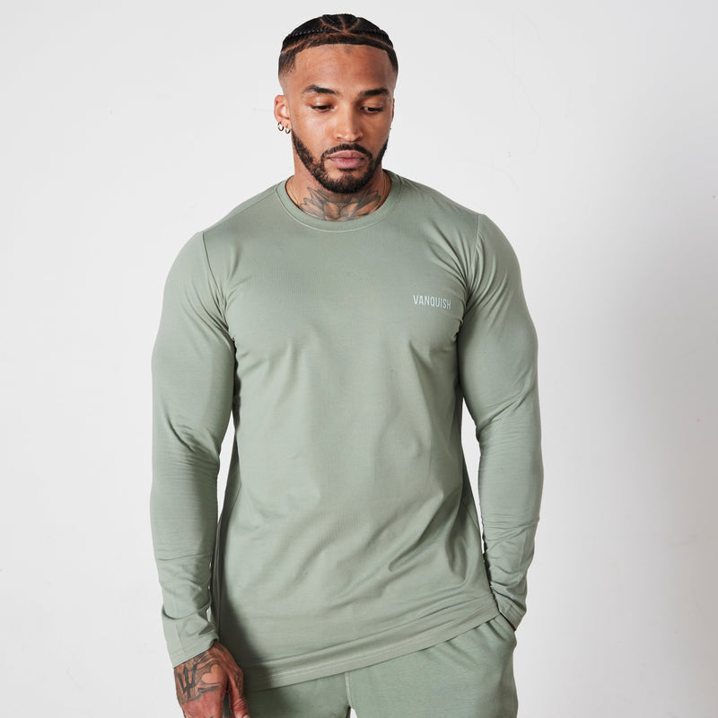 Vanquish Essential Green Slim Fit Long Sleeve T Shirt 1枚目の画像