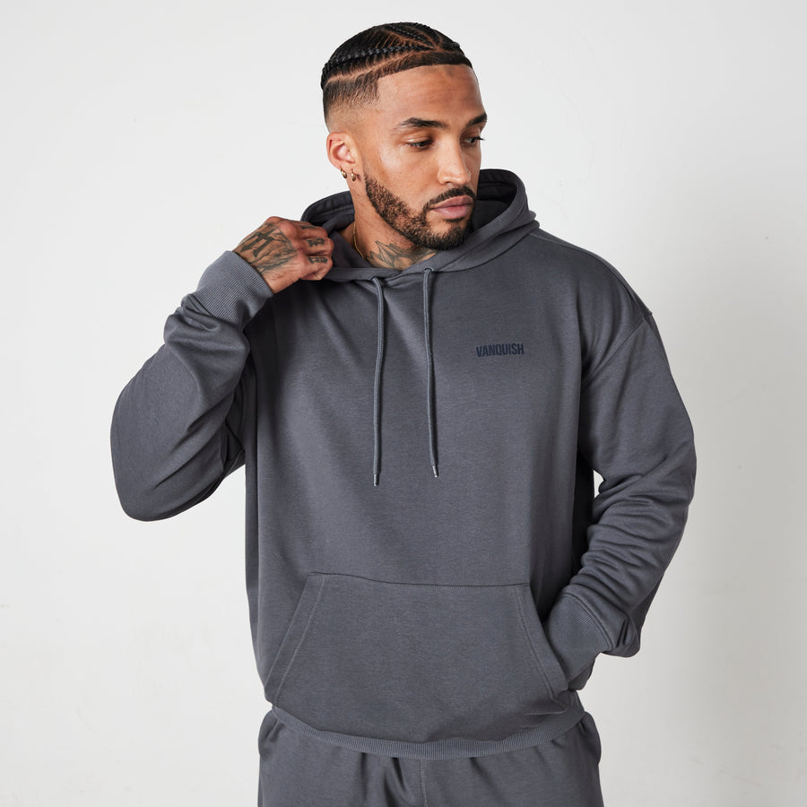 Vanquish Essential Denim Blue Oversized Pullover Hoodie 1枚目の画像
