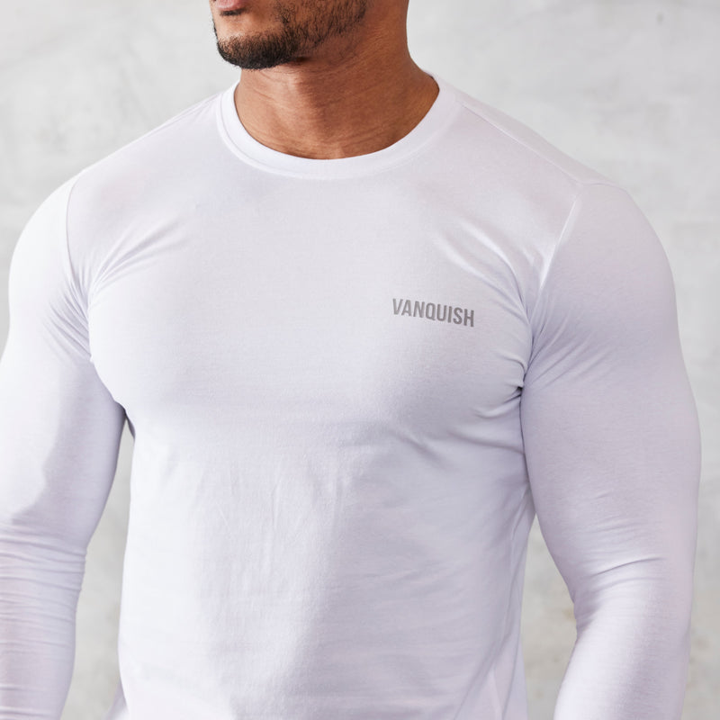 Vanquish Essential White Slim Fit Long Sleeve T Shirt 2枚目の画像