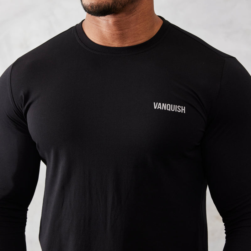 Vanquish Essential Black Slim Fit Long Sleeve T Shirt 2枚目の画像