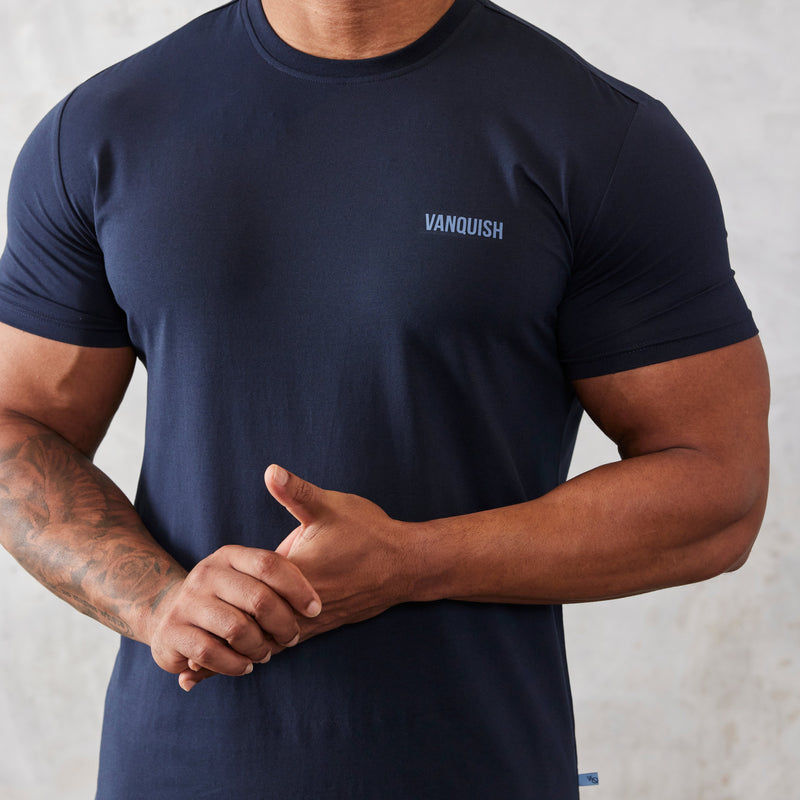 Vanquish Essential Navy Blue Slim Fit Short Sleeve T Shirt 2枚目の画像