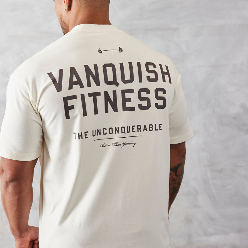 VANQUISH FITNESS Unconquerableモデル オーバーサイズ Tシャツ ヴィンテージホワイト 国内発送 4枚目の画像