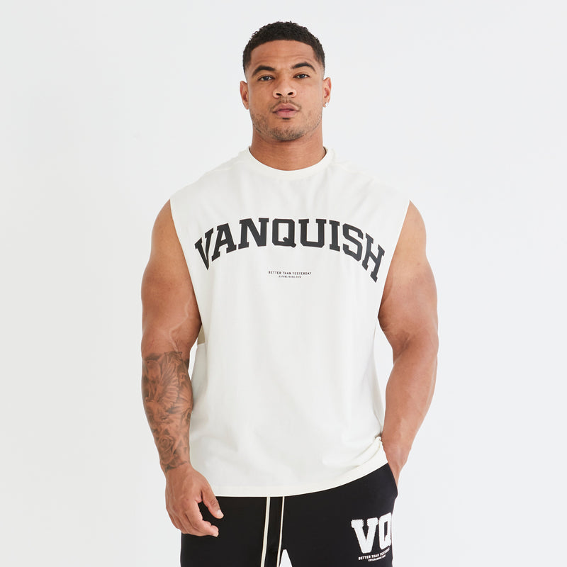 Vanquish Vintage White Varsity Oversized Sleeveless T Shirt 2枚目の画像