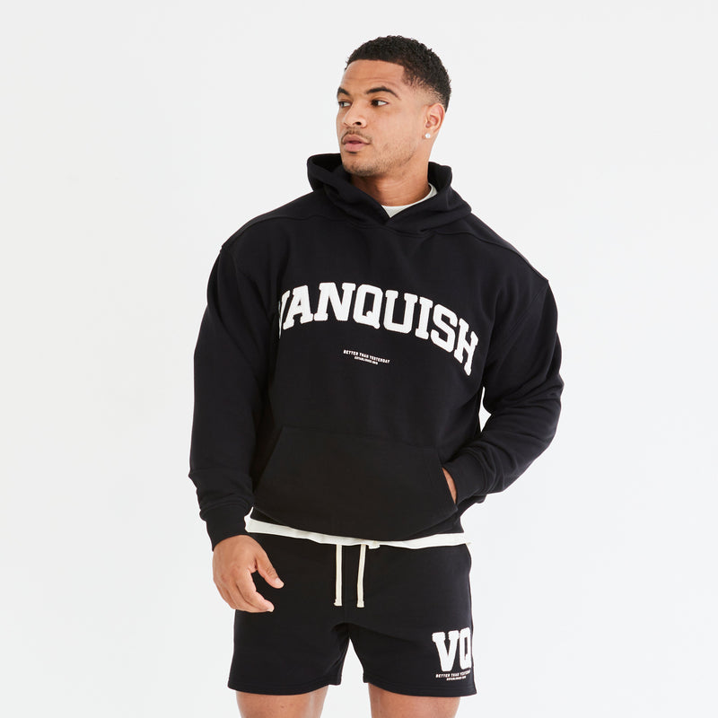 Vanquish Black Varsity Oversized Pullover Hoodie 1枚目の画像