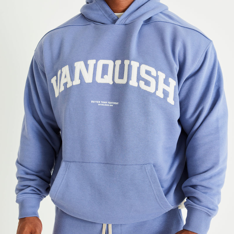 Vanquish Washed Blue Varsity Oversized Pullover Hoodie 2枚目の画像