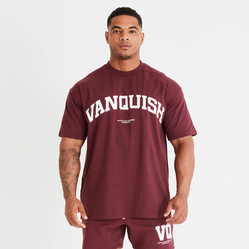 Vanquish Dark Burgundy Varsity Oversized T Shirt 2枚目の画像