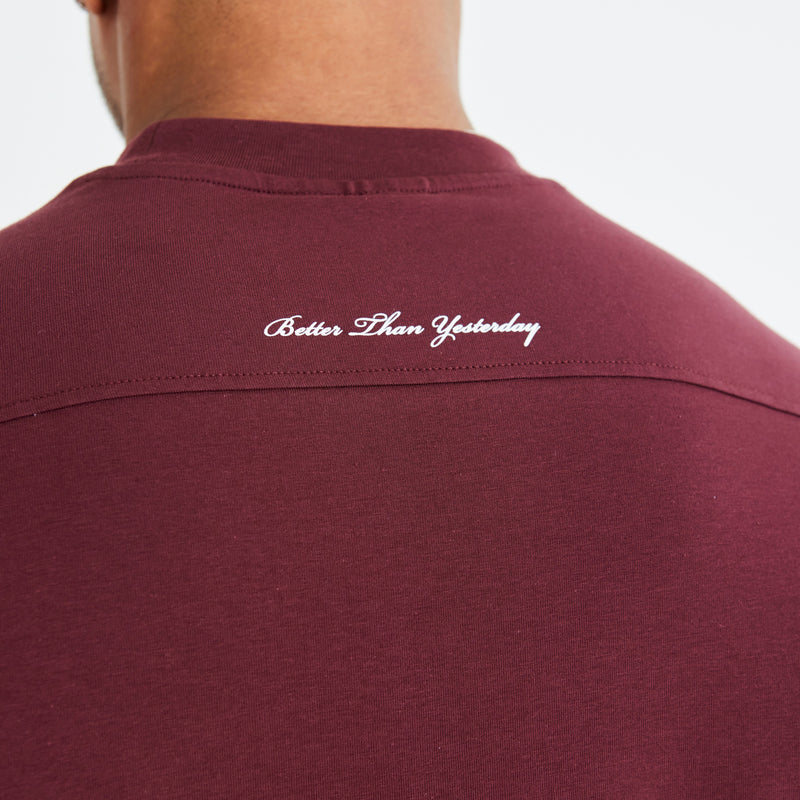 Vanquish Dark Burgundy Varsity Oversized T Shirt 5枚目の画像