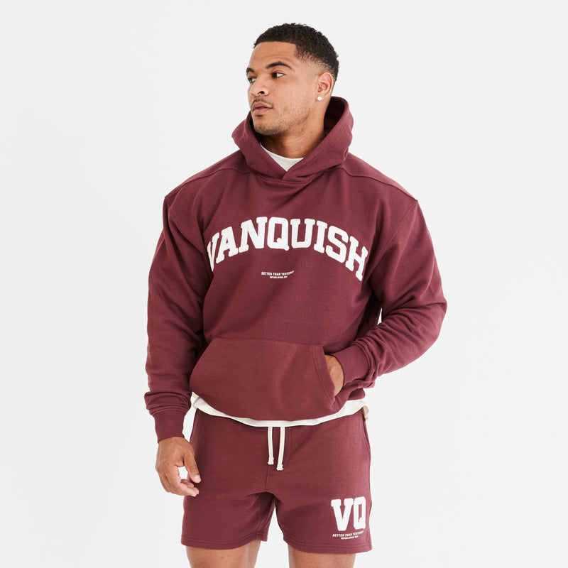 Vanquish Dark Burgundy Varsity Oversized Pullover Hoodie 1枚目の画像