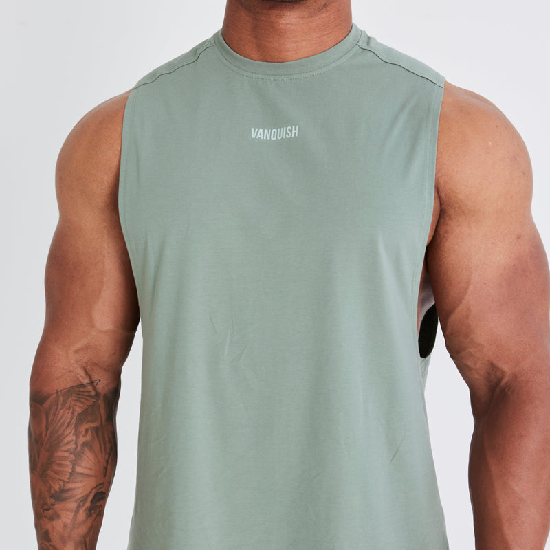Vanquish Essential Green Oversized Sleeveless T Shirt 1枚目の画像