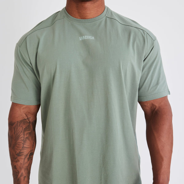 VANQUISH FITNESS Essentialモデル グリーン オーバーサイズ Tシャツ 国内発送 1枚目の画像