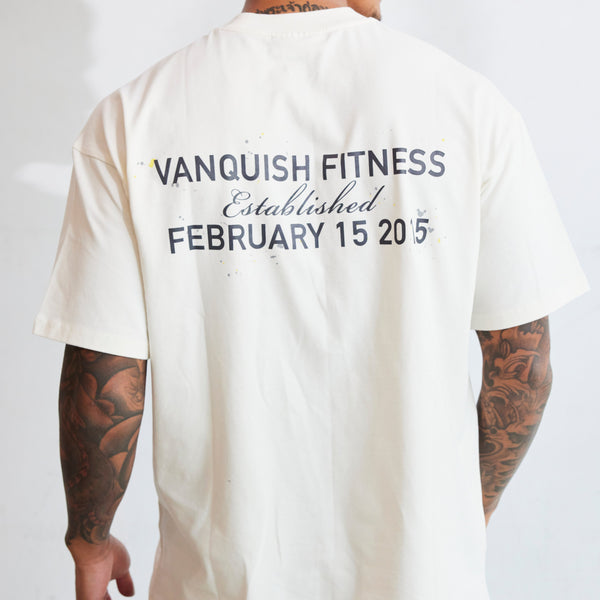 Vanquish TSP Vintage White Birthday Oversized T Shirt 1枚目の画像