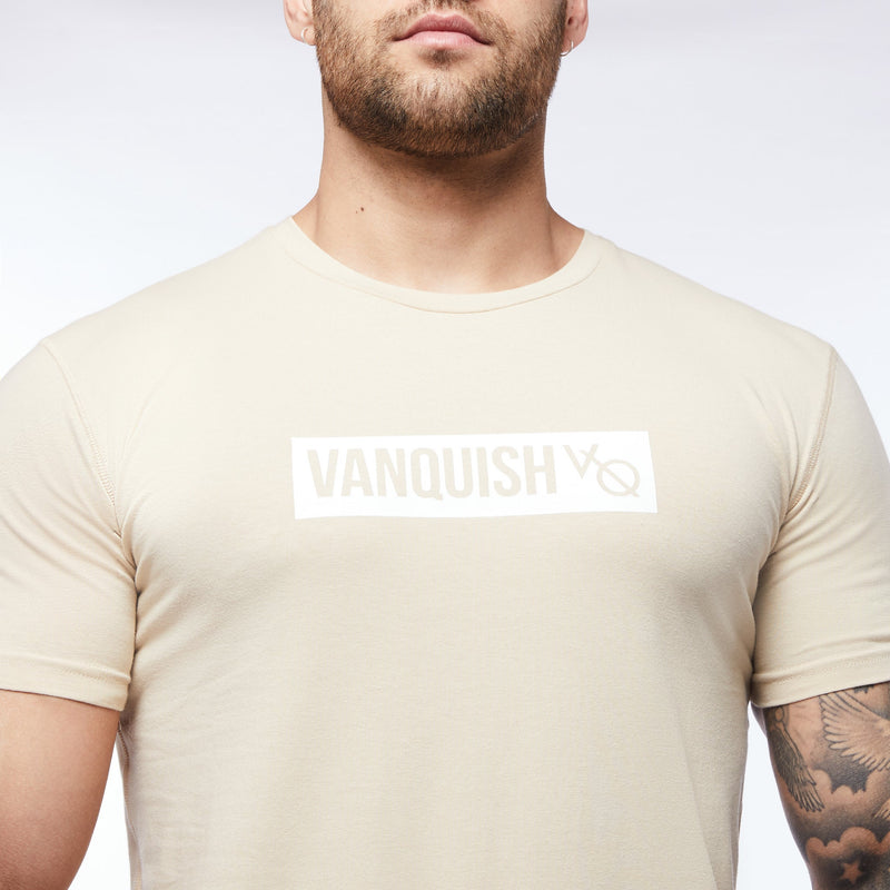 【Smallのみ】VANQUISH FITNESS Box Logoモデル ベージュ ショートスリープ Tシャツ